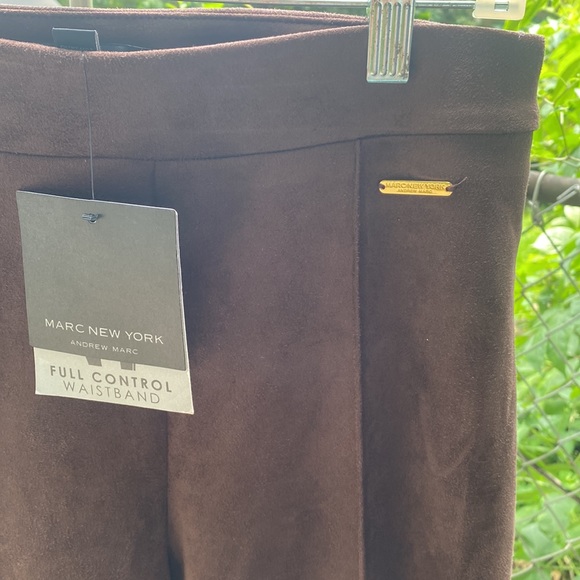 Mark New York Andrew Marc Chocolate Brown Suede Dress Pants Size S - Picture 2 of 7